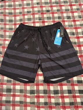 Matix Black and Gray Star & Stripe Athletic Shorts
